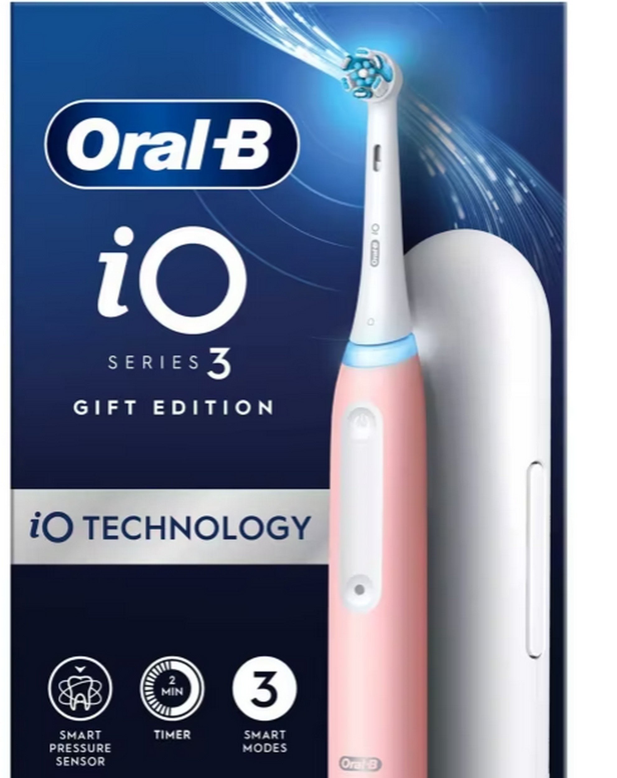 Oral B Io3 Blush Pink Electric Toothbrush + Travel Case