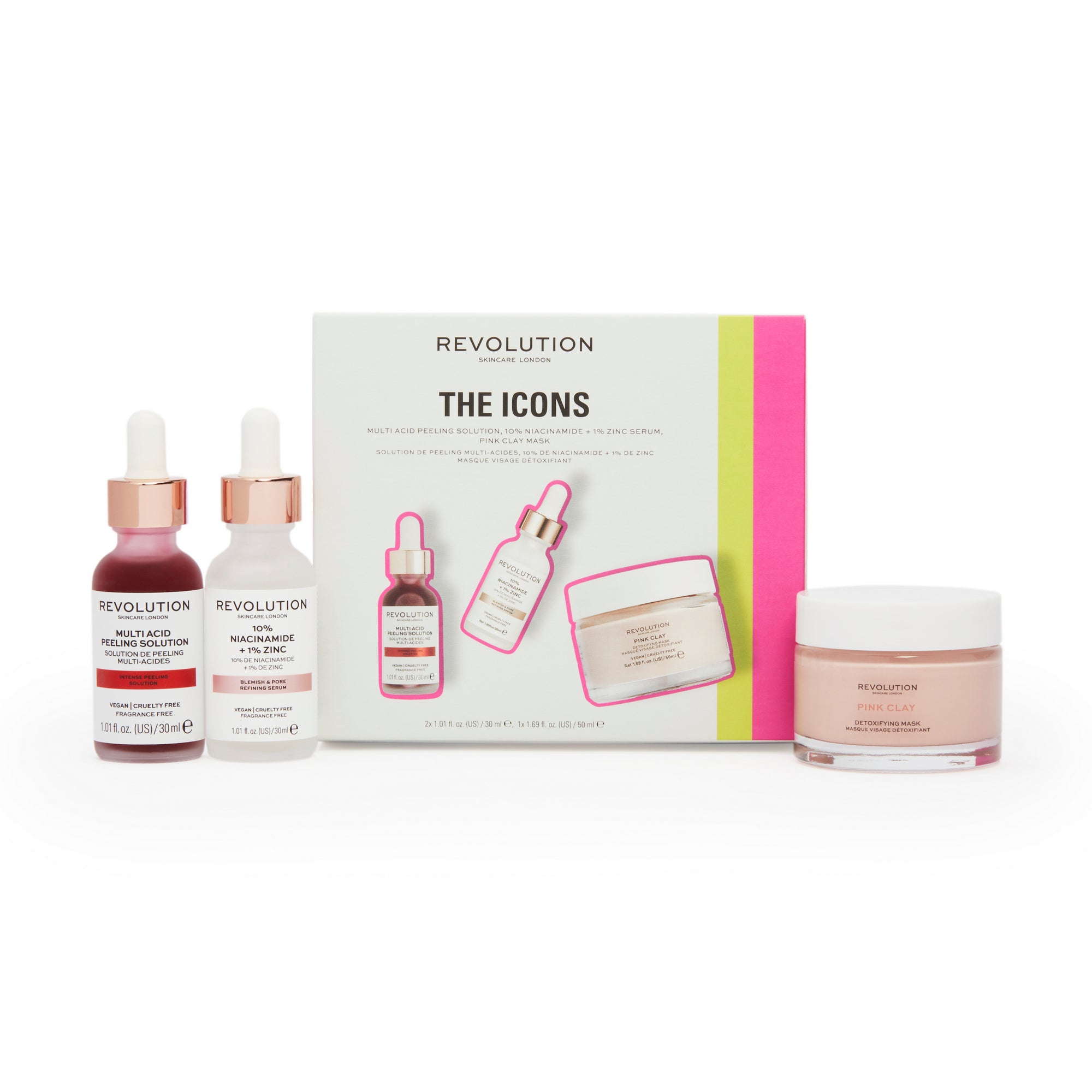 REVOLUTION SKINCARE THE ICONS COLLECTION 3 PIECE SET | NEXT DAY SHIPPING