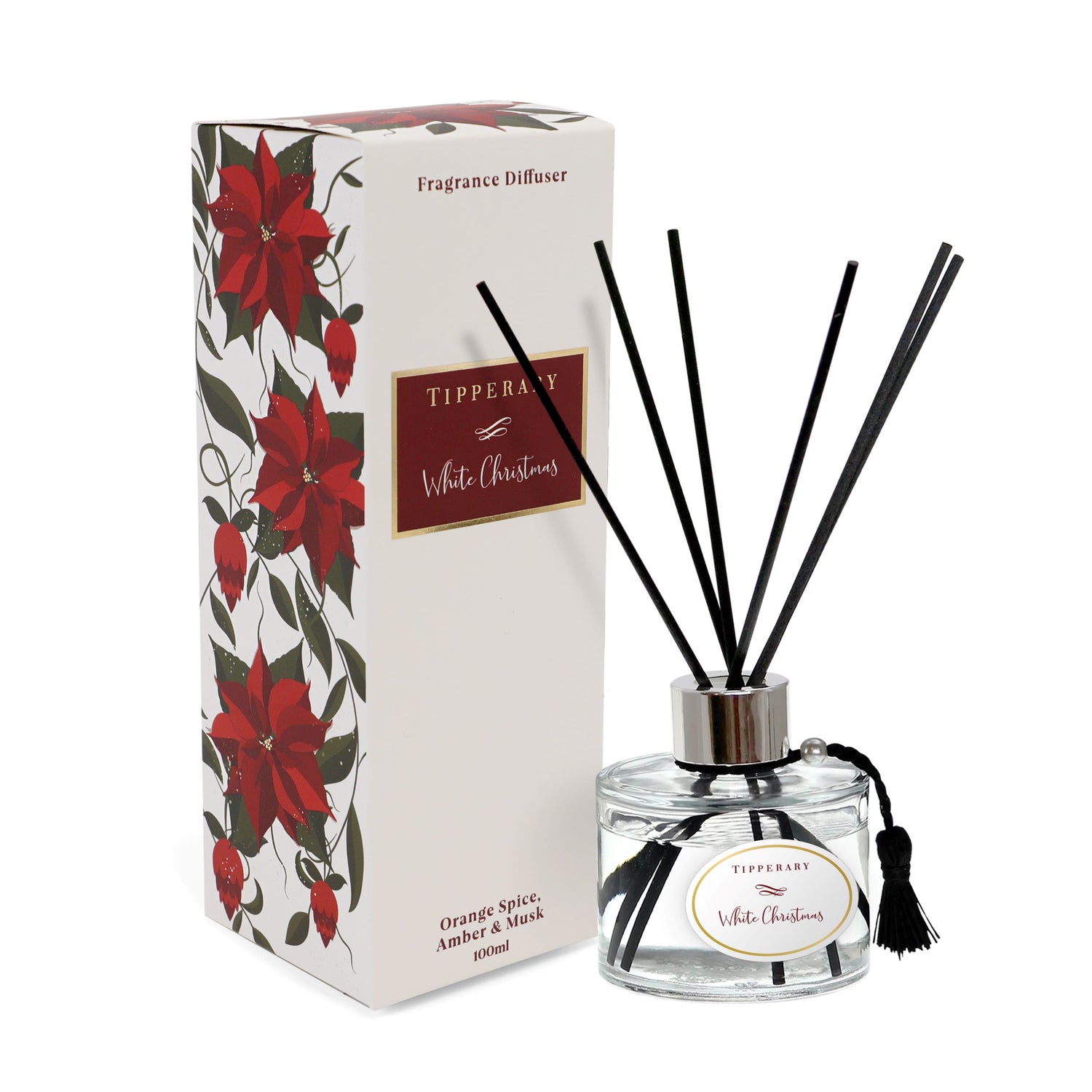 Tipperary Crystal Poinsettia Diffuser - White Christmas 2023