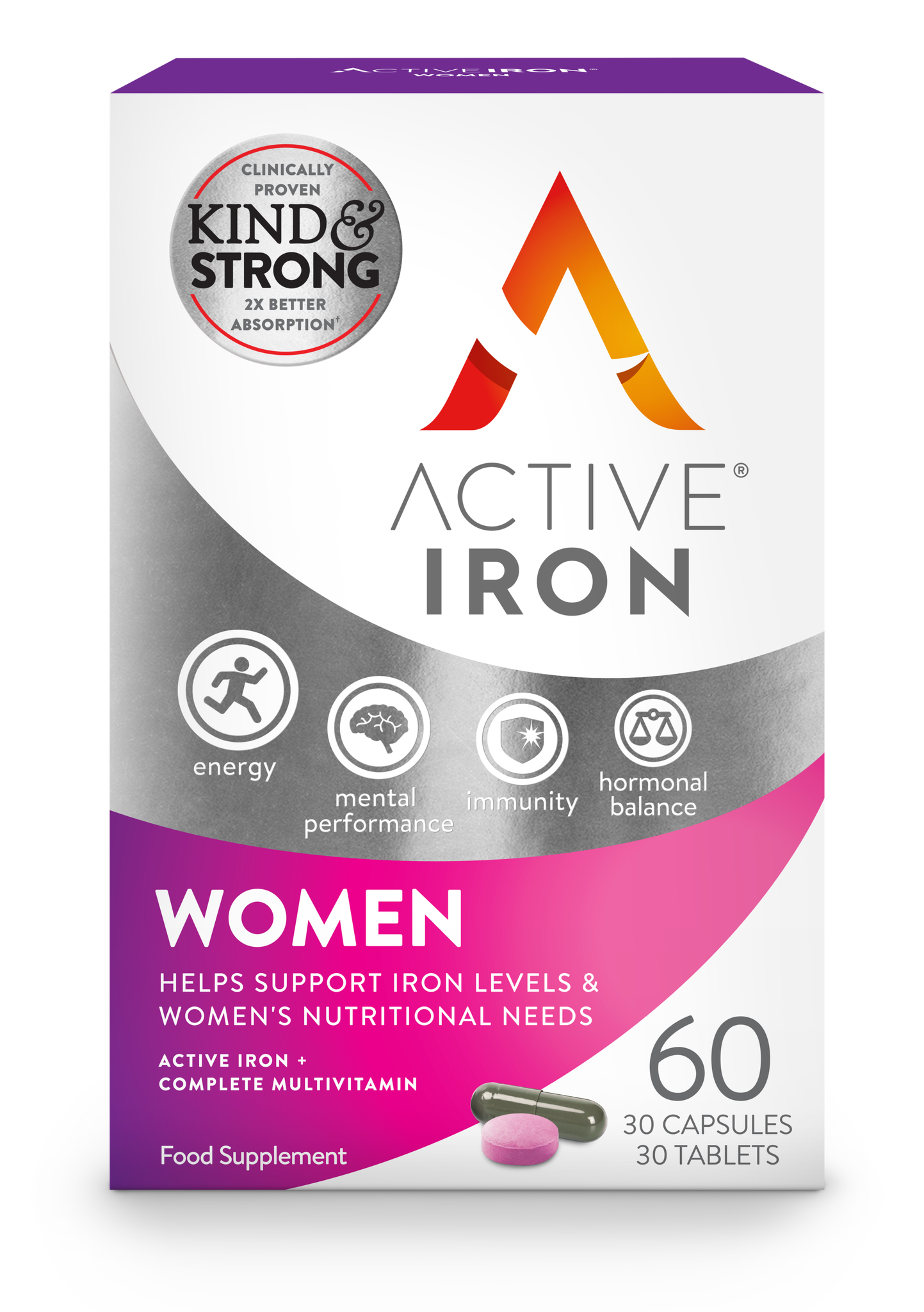 Active Iron &amp; B Complex Plus for Women 30 Daily Capsules &amp; 30 Daily Tablets