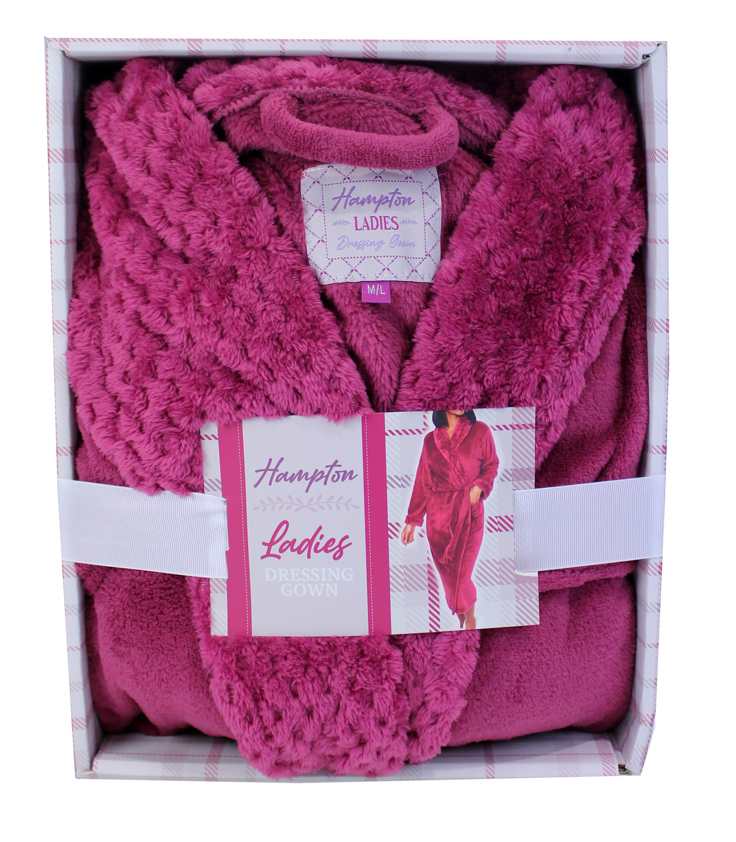 Brandwell Ladies Dressing Gown Raspberry M-L