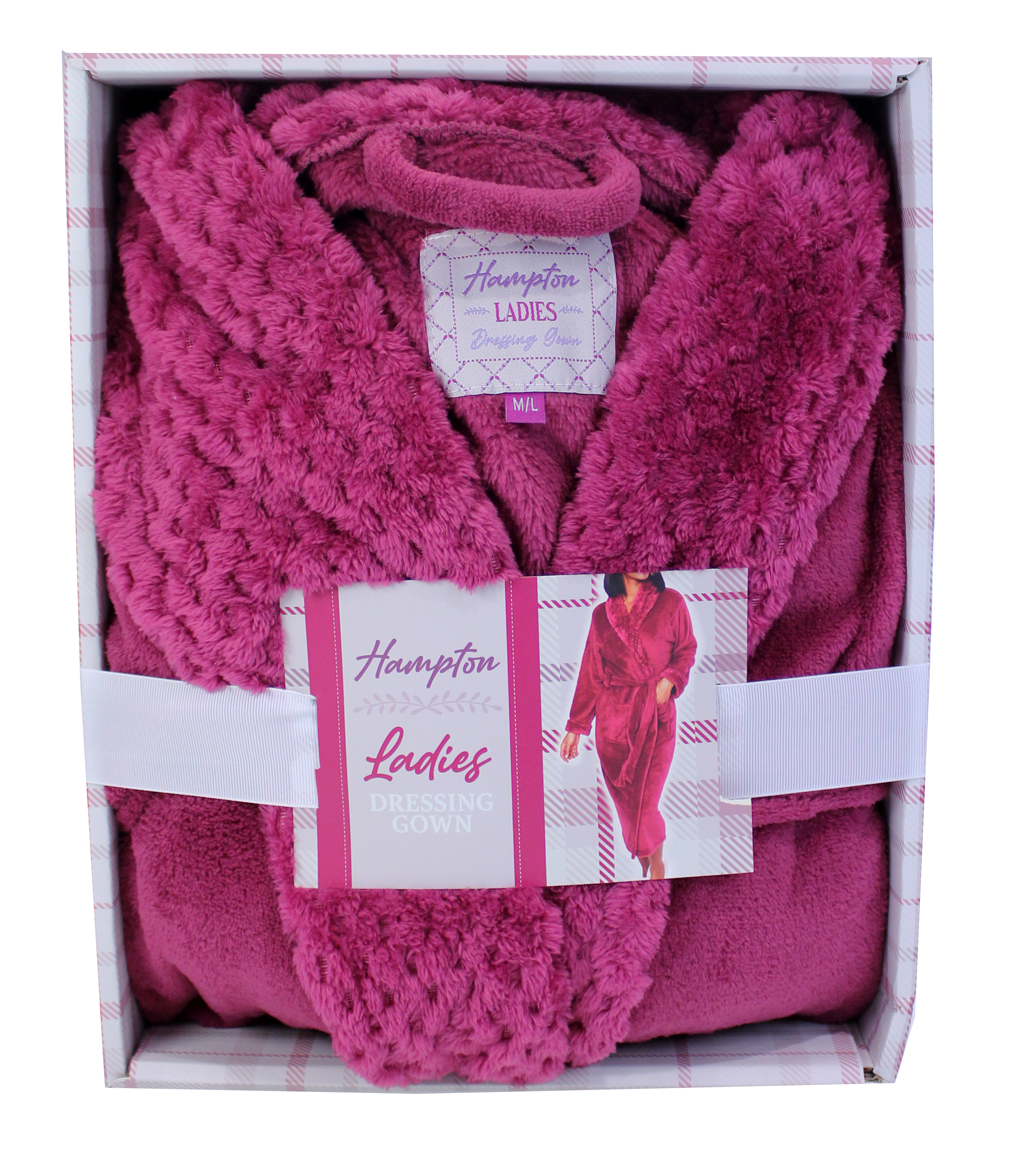 Brandwell Ladies Dressing Gown Raspberry M-L