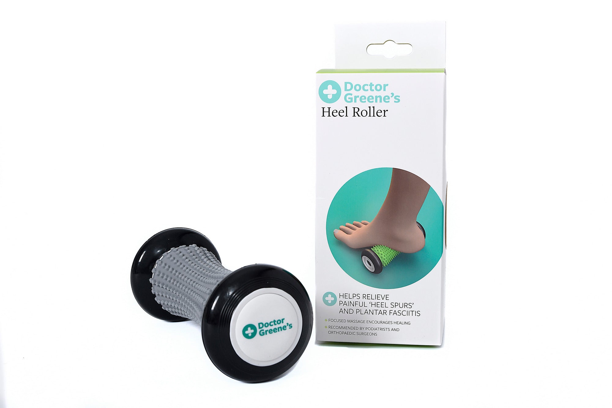 Doctor Greenes Heel Roller outside the packet on its side