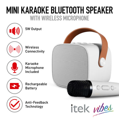 Itek 5W Bluetooth Speaker With Wireless Mic White