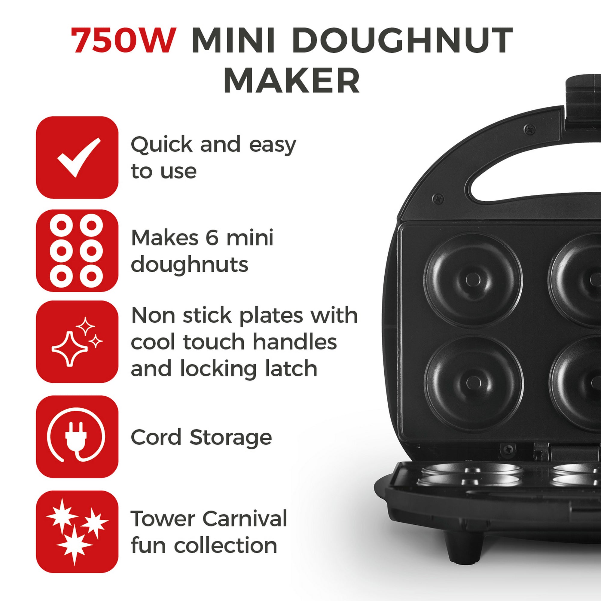  Mini Doughnut Maker, 1200W Electric Donut Maker