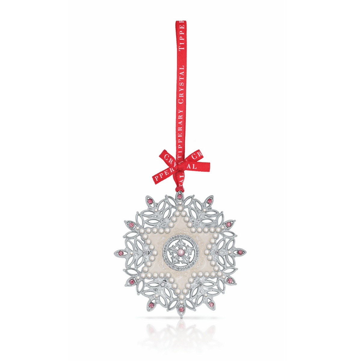 Tipperary Crystal Pearl Snowflake Christmas Decoration