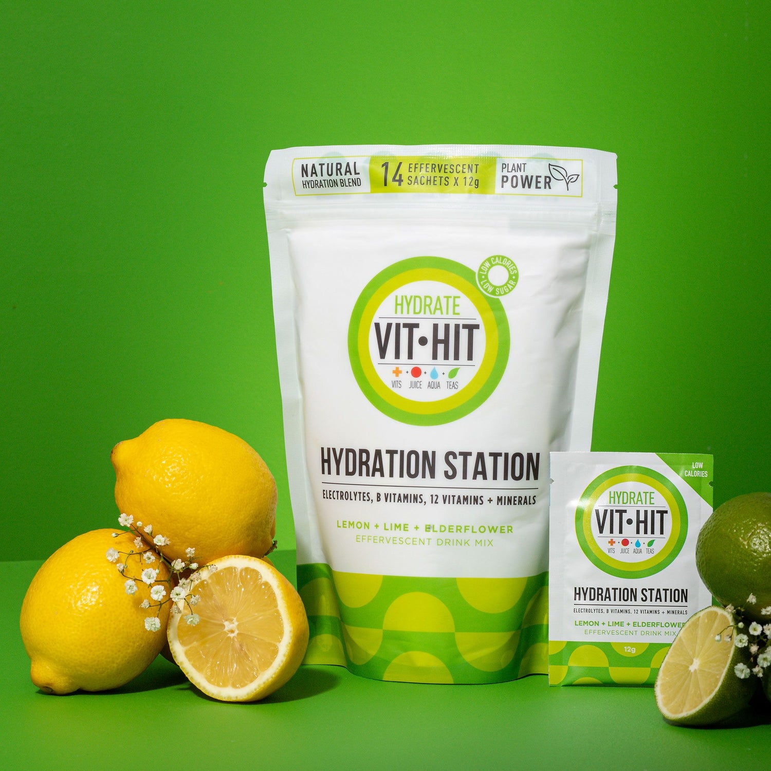 VIT HIT Hydration station lemon + lime + elderflower sachets x14