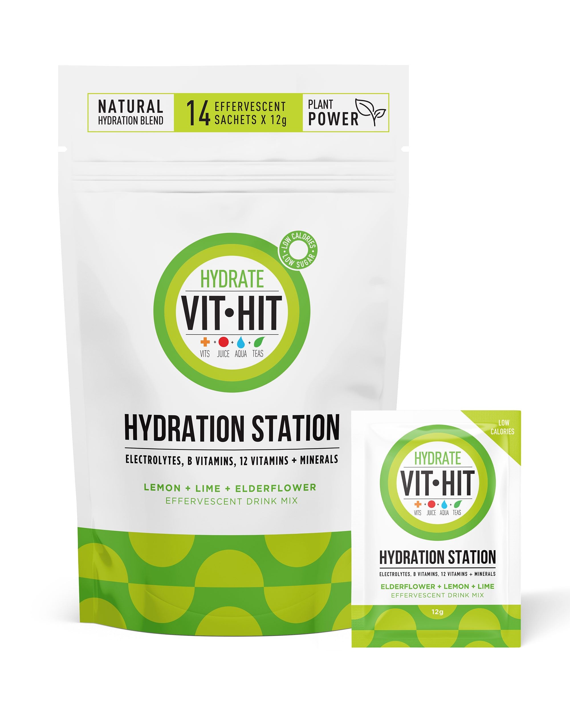 VIT HIT Hydration station lemon + lime + elderflower sachets x14