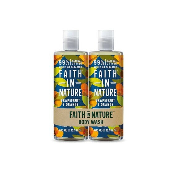 Faith In Nature Body Wash 400Ml Twin Pack Grapefruit and Orange