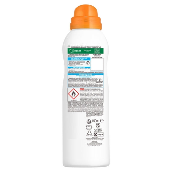 Garnier Ambre Solaire Kids SPF 50+ Sensitive Advanced Anti-Sand Protection Mist 150ml Back